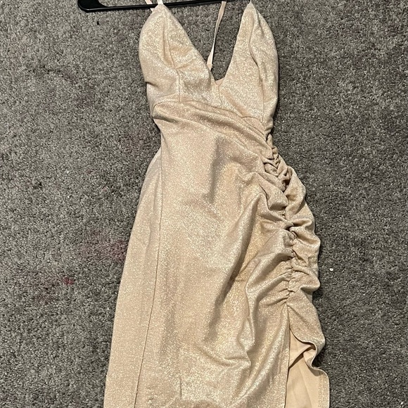 Criss-Cross Open Back Gown with Spaghetti Strap Orange main image 1